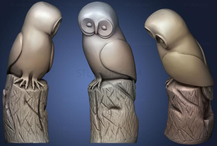 3D мадэль Джин Гордонс вырезает сову на пне (STL)